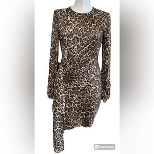 Wayf Brown leopard Sheath Dress